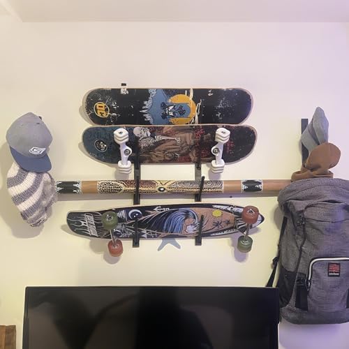 Linone Skateboard Wall Mount, 6-Tier Skate Board Rack Wall Mount, Snowboard Storage Longboard Deck Organizer, Skateboard Wall Display Hanger Holder - Image 7