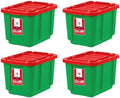 IRIS USA 4-Pack 12 Gallon Storage Bins with Lids |Made in USA| Heavy Duty Plastic Tote Containers for Seasonal Organization, Large - Green/Red by IRISUSA