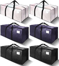 6 Pack Heavy Duty Extra Large Moving Bags W/Backpack Straps - Strong Handles & Zippers, Storage Totes For Space Saving, Fold Flat, Alternative to Box and Bin (40 gal, Semi-Transparent+Blue+Black) by VELVETSURE