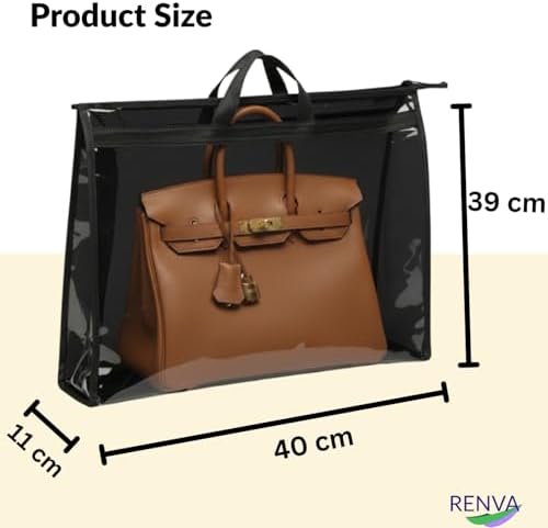 RENVA 4 PCS Foldable Hanging Handbag Organizer for Women | Transparent Purse Cover Storage Organizer for Wardrobe, Closet with Zipper Closure (Black, Purse Bag 4 Pcs) - Image 2