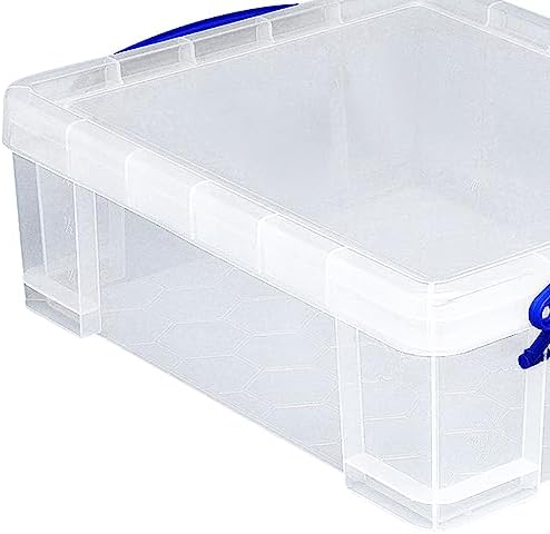 Really Useful Box Stackable 8.1 Liter Plastic Storage Container Bin with Snap Lid & Built-in Clip Lock Handles for Home & Office Organization (3 Pack) - Image 4