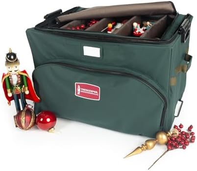 Christmas Ornament Storage Box, 72 (4") Ornaments Plus Extra Top Pocket by TreeKeeperBags