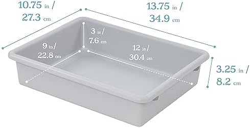 ECR4Kids Letter Size Plastic Tray Organizer with Lids, Small, Storage Bins, Light Grey, 10-Piece - Image 2