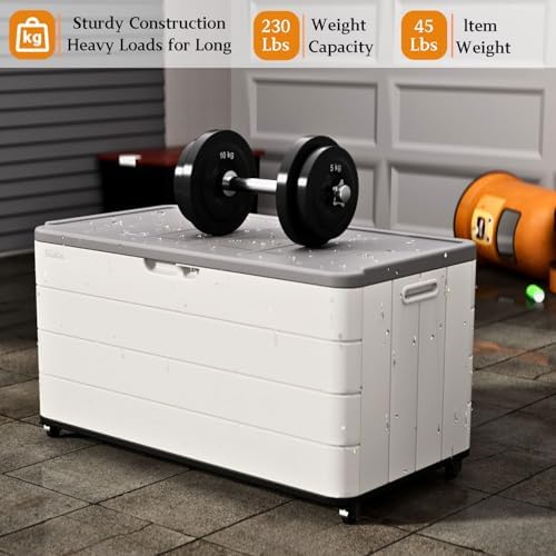 ZZM 110 Gallon Outdoor Deck Box with Wheels, Waterproof Resin Storage Cabinet for Patio - Image 2