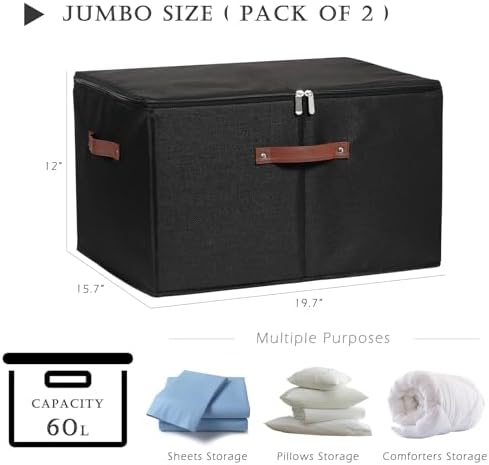 2PCS Storage Bins with Zipper Lids Decorative Lidded Basket Box - Image 3
