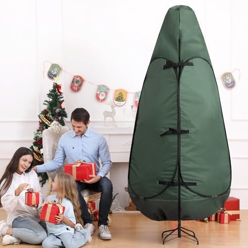 Upright Christmas Tree Storage Bag - 9 ft Green, Fits 8-10 ft Trees by UNARK