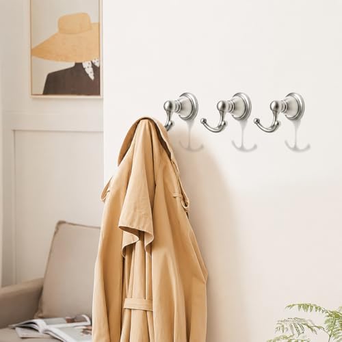 khtumeware 4 Pack 2-1/2 inch Brushed Nickel Vintage Towel Hooks - Image 3