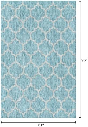 Unique Loom Outdoor Trellis Collection Area Rug (5' 1" x 8' Rectangle, Aquamarine/ Gray) - Image 2