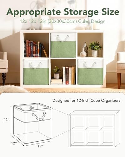12x12 Inch Fabric Cube Storage Bins with Cotton Rope Handle 6-Pack - Image 3