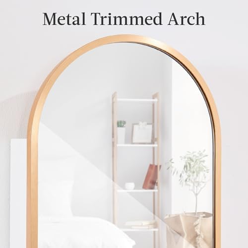 Best Choice Products Arch Mirror Jewelry Cabinet, Jewelry Storage Organizer, Armoire, Lockable Wall or Door Mountable, Full-Length Mirror - Gold - Image 3