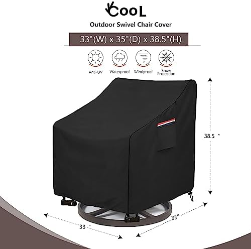 Okcool Patio Chair Covers,Heavy Duty 600D Outdoor Furniture Covers Fits up to 33"W x 35"D x 38.5"H inches -2 Pack,Black - Image 2