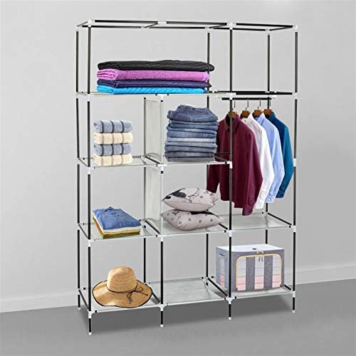 Knocbel Closet Organizer Freestanding Clothes Garment Rack Portable Closets Non-Woven Fabric Cover Wardrobe with Storage Shelves & Hanging Rod, 50" W x 17.7" D x 69" H Dark Blue - Image 5