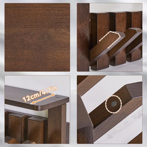 Piano Key Coat Rack Wall Mount with Shelf and 12 Hooks, Walnut HWS008H-2 - Image 3