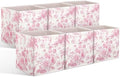 Geelin 6 Pcs Pink Floral Cube Storage Bins 11 in Storage Basket with Handle by Geelin