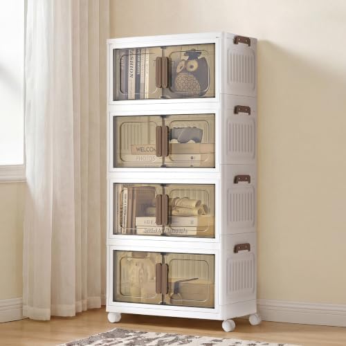 SONGMICS 26QT stackable storage bins with 1 Lid, 4-Tier Foldable Bins by SONGMICSbySONGMICSHOME
