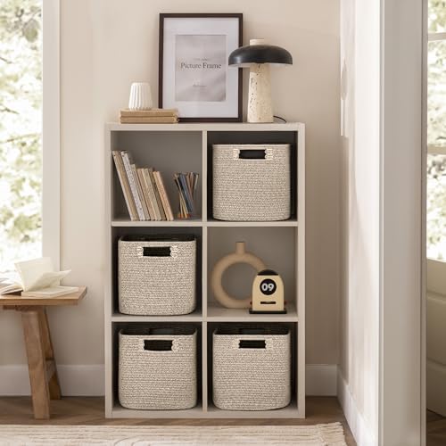 UBBCARE Set of 4 Storage Basket-12 X 12 X 12 in, Cotton Rope Basket for Shelves, Toys, Book, Cube Storage Bins with Handles, Woven Storage Baskets for Organizing, Mix-Brown - Image 5