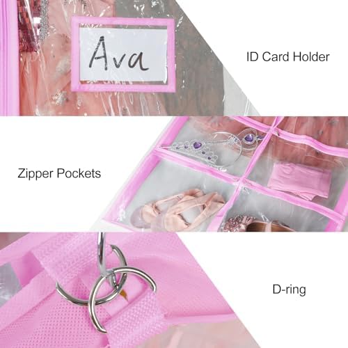 Univivi 40 Inch Dance Costume Garment Bags for Dancers, Clear Pink, 6 Pack - Image 3