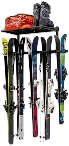 StoreYourBoard Lone Peak Ski Storage Rack and Wall Shelf, Holds 5 Pairs of Skis and Poles, Supports 300 lbs, 46 in x 13.75 in x 16 in by StoreYourBoard