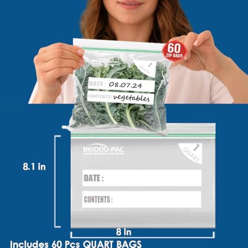 BEIDOU-PAC Combo Storage Zip Bags 350 Count, Resealable Variety Pack With Organizer, Reclosable Clear Plastic Snack, Sandwich, Quart, Gallon Assorted Size Bags - Image 7