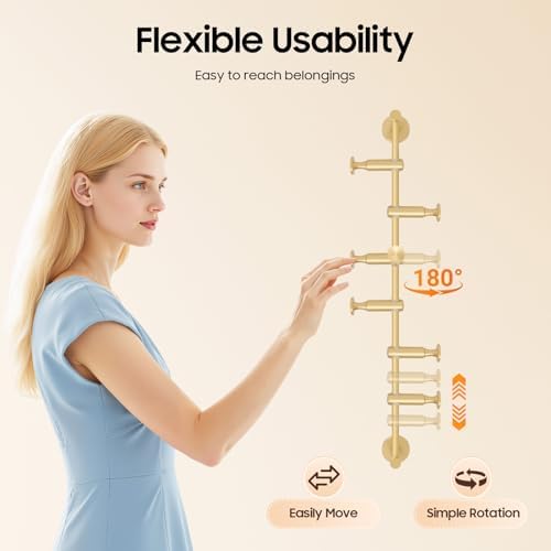 Wall Mounted Metal Vertical Tree Branch Coat Rack, 6 Adjustable Hooks - Image 4
