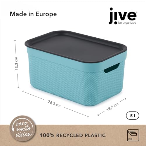 Set of 3 decorative boxes with lid A5 JIVE, colour - turquoise - Image 5