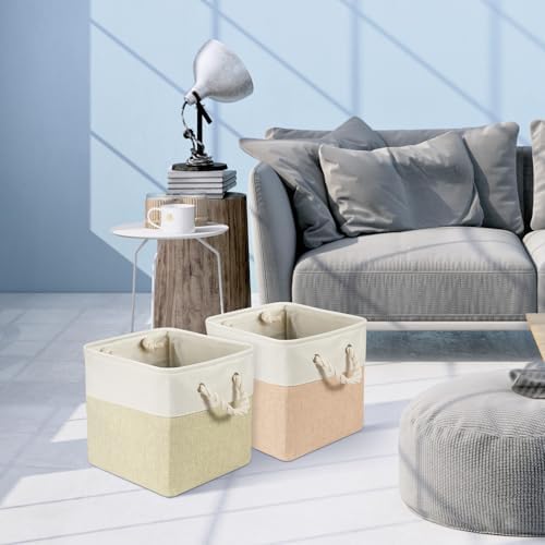 6 Pack 11x11 Inch Boho Cube Storage Bins Fabric Square Cube Basket, 6 Color - Image 6