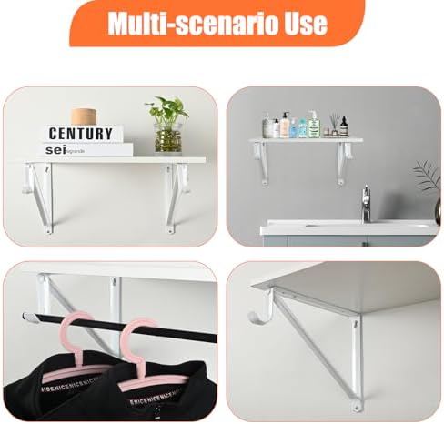 10 Pack Heavy Duty Closet Shelf & Rod Brackets, Wall Mounted Closet Shelf Brackets, 11 x 9.45 Inch Closet Shelf Brackets with Rod Support, White - Image 5