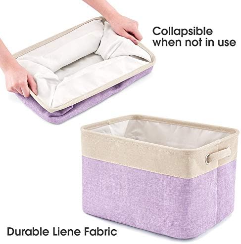 EZOWare Set of 3 Large Canvas Fabric Tweed Storage Organizer Cube Set W/Handles for Nursery Kids Toddlers Home and Office - 15 L x 10.5 W x 9.4 H -Purple - Image 5