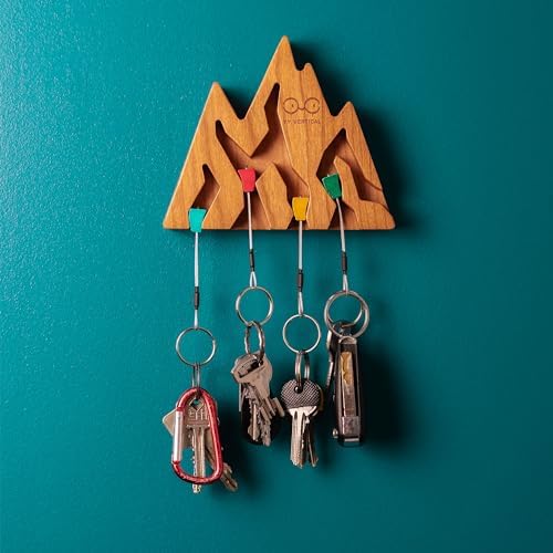 Mountain Climbing Keyholder - Wood Wall Decor, Gift for Climbers, 4 Hooks - Image 2