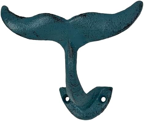 Zeckos Set of 3 Whale Tail Wall Hooks, 5 Inch Multicolor Cast Iron - Image 6