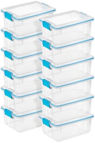 Sterilite Gasket Storage Box with Lids for Home & Office, 12 Quart, 12-Pack by Sterilite