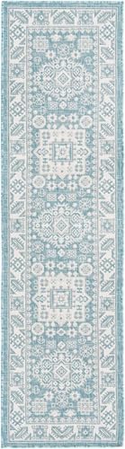Rugs.com - Outdoor Aztec Rug – 8 Ft Runner Aqua Washable Indoor/Outdoor Rug – Weather Resistant Flatweave for Patios, Decks, Porches, and Outdoor Walkways - Image 3