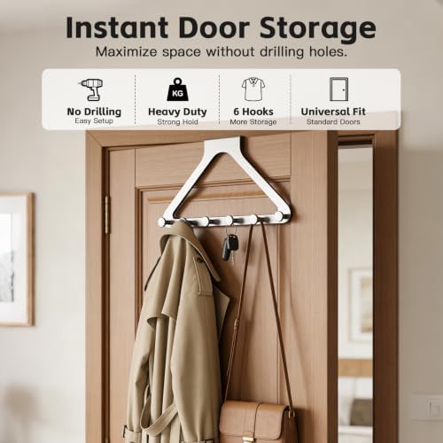Fodeuxp Over the Door Hanger Organizer, Home Storage Hooks, Beige, 2 Pcs - Image 2