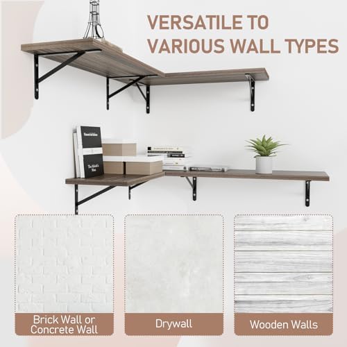 Kaboon 27 inch Long 10 inch Deep Floating Shelves for Wall Set of 2, Large Open Shelves Wall Mounted, Space Saving Home and Commercial Use, Eucalyptus - Image 4