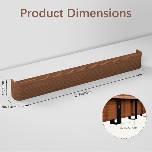 Coat Rack Wall Mount with Hidden Hooks, Wall Hooks with Shelf, Wall Key Holder Mount Wooden Shelf Entryway Hooks for Bedroom Bathroom for Hanging Coats Hats Bags Towels (Walnut Wave-Shape, 8 Hooks) - Image 2