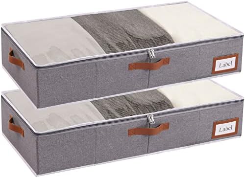 Yawinhe 48L Under Bed Storage,2 Pack Collapsible Container Bags,Grey by Yawinhe