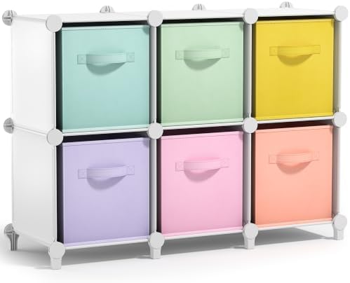 Sorbus 6 Cube Storage Organizer with 6 Fabric Bins (White) by Sorbus