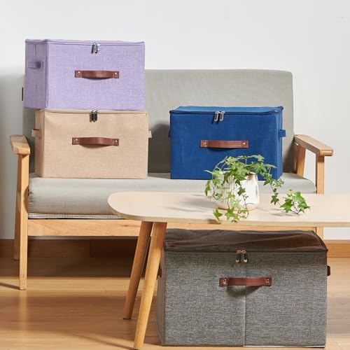 4PCS Storage Bins with Zipper Lids Decorative Lidded Basket Box - Image 7