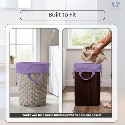 LFH Home Cotton Rich Large Premium Canvas Laundry Bag, Heavy Duty Washable Laundry Hamper with Drawstring & Handles, Multi-Use Clothes Storage for Home, Travel & College 24"x36" (Pack of 4) - Lavender - Image 6
