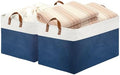 DULLEMELO 2-Pack Extra Large Blanket Basket Fabric Storage Baskets with Handles, Canvas Storage Baskets for Organizing Shelves Closet Toys Books, 22 x 15 x 13 inches(White&Blue) by DULLEMELO