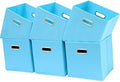 Fabric Cubby Storage Bins - 13x13x13 Inches, Foldable Cube Organizer Bins with Dual Handles - Set of 6, Blue by Yunkeeper