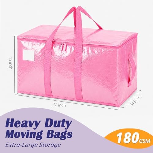 Songrey Extra Large Heavy Duty Moving Bags, 8 Pack, Pink - Image 2