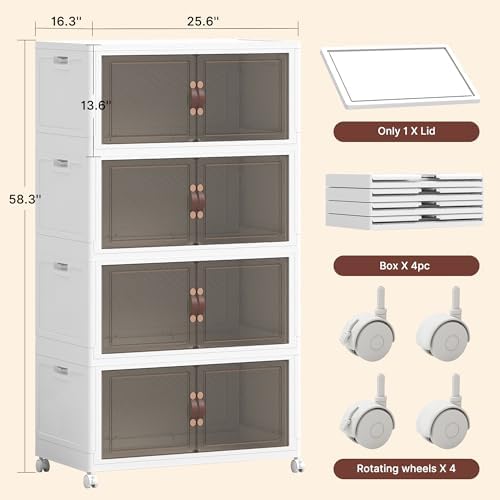 784QT Extra Large Stackable Storage Bins with Lids & Wheels & Door, - Image 2