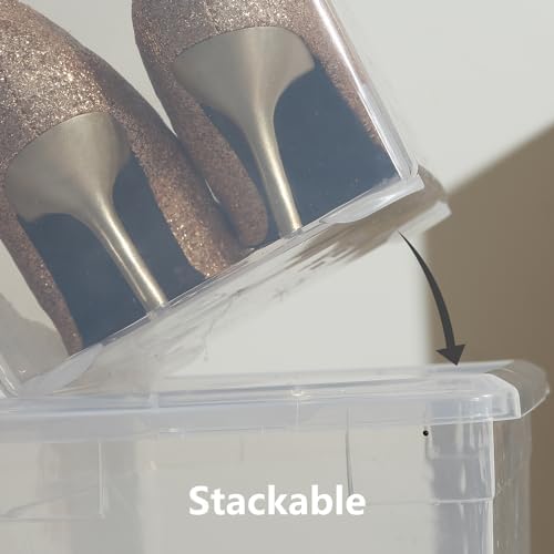 novelinks 12 Pack 6QT Plastic Storage Bins with Lids, Shoe Bins - Image 5