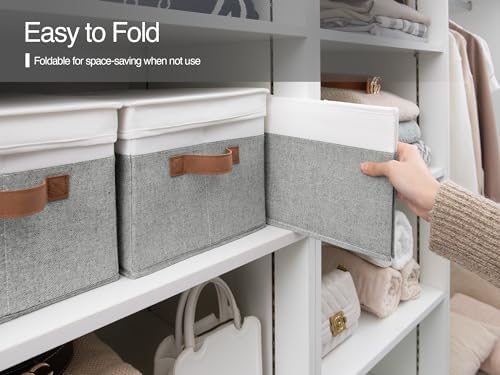 StorageWorks Fabric Storage Bins with Lids, Closet Storage Bins - Image 4