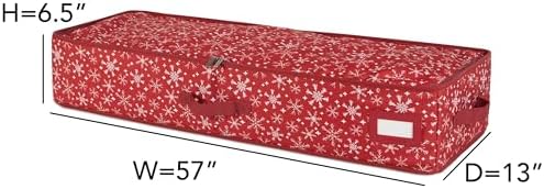 Covermates Gift Wrap Storage Organizer, 57"W x 13"D x 6.5"H, Red Snowflake - Image 3
