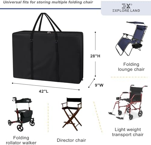 Explore Land Chair Storage Bag for Folding Longue Zero Gravity 2 Pack，Black - Image 3