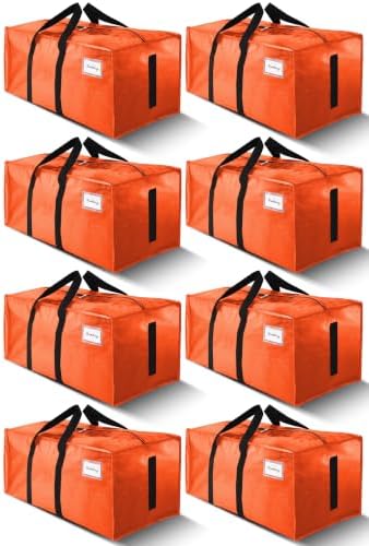 HOMESURE8 Pack 40 Gal Large Strong Moving Bags with Zippers & Carrying Handles - Water-Resistant - Heavy Duty Storage Tote for Space Saving, Fold Flat, Alternative to Moving Box (Orange) by HOMESURE