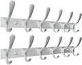 SKOLOO Coat Rack Wall Mounted - 6 Hooks, Pack of 2, Heavy Duty, Stainless Steel, Metal Wall Hanger, Sturdy Coat Hooks for Hanging Coats, Jacket, Clothes, Hat, Cold Light Silver by SKOLOO