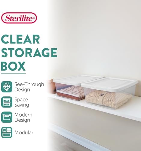 Sterilite Storage Box Stackable Tote, White, 12 Quart, 12 Pack - Image 2
